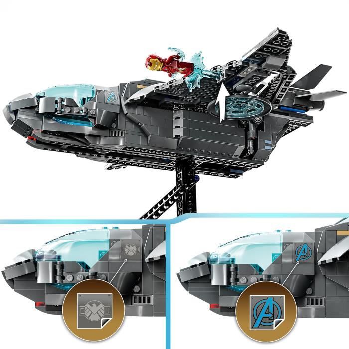 LEGO Marvel 76248 Le Quinjet des Avengers Jouet de Vaisseau Spatial avec Figurines Infinity