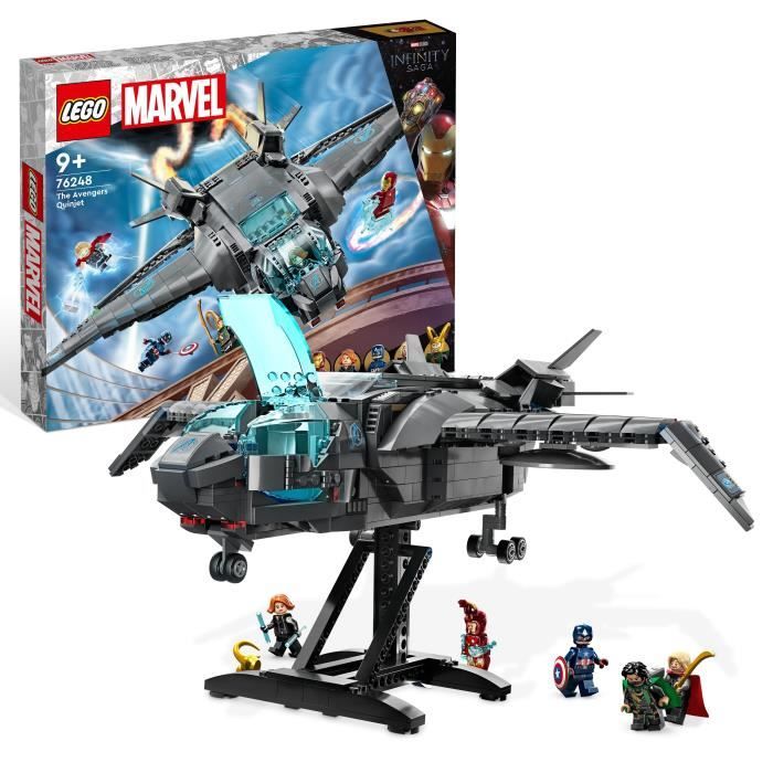 LEGO Marvel 76248 Le Quinjet des Avengers Jouet de Vaisseau Spatial avec Figurines Infinity