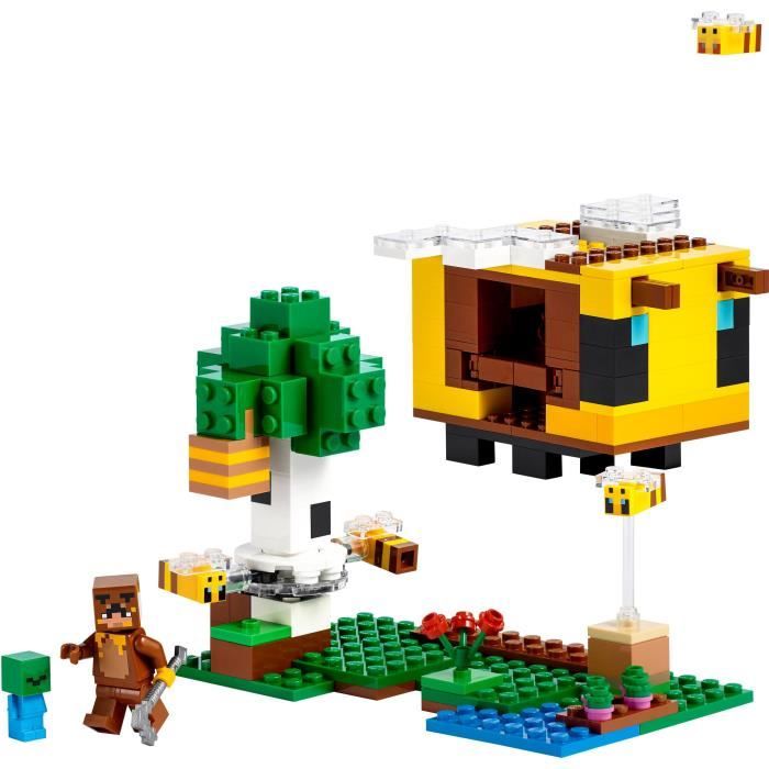 LEGO Minecraft 21241 La Cabane Abeille Jouet Ferme avec Maison Zombie et Figurines Animaux