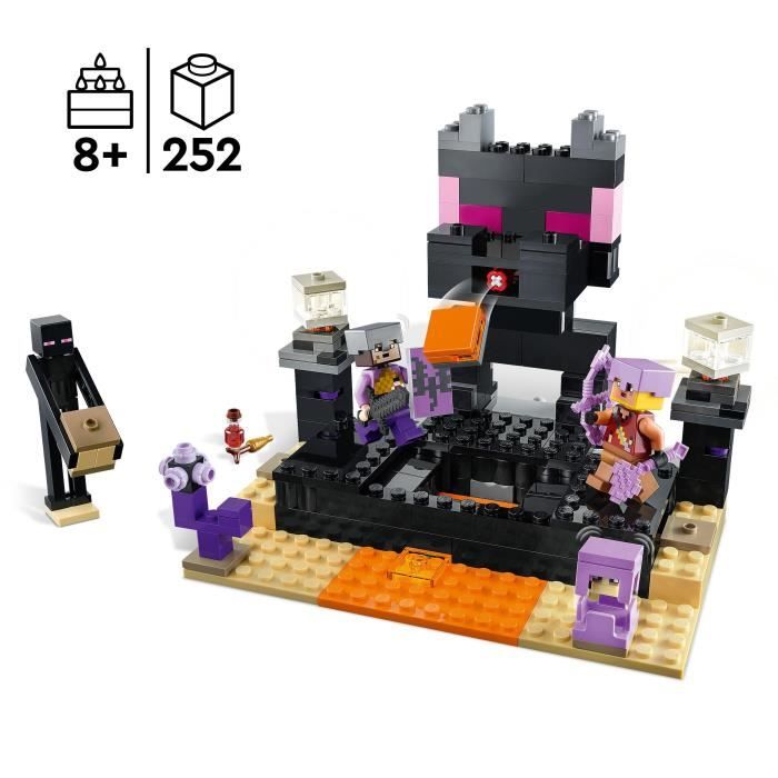 LEGO Minecraft 21242 L’Arene de l’End Jouet avec Lave Figurine Dragon de l’Ender et Enderman