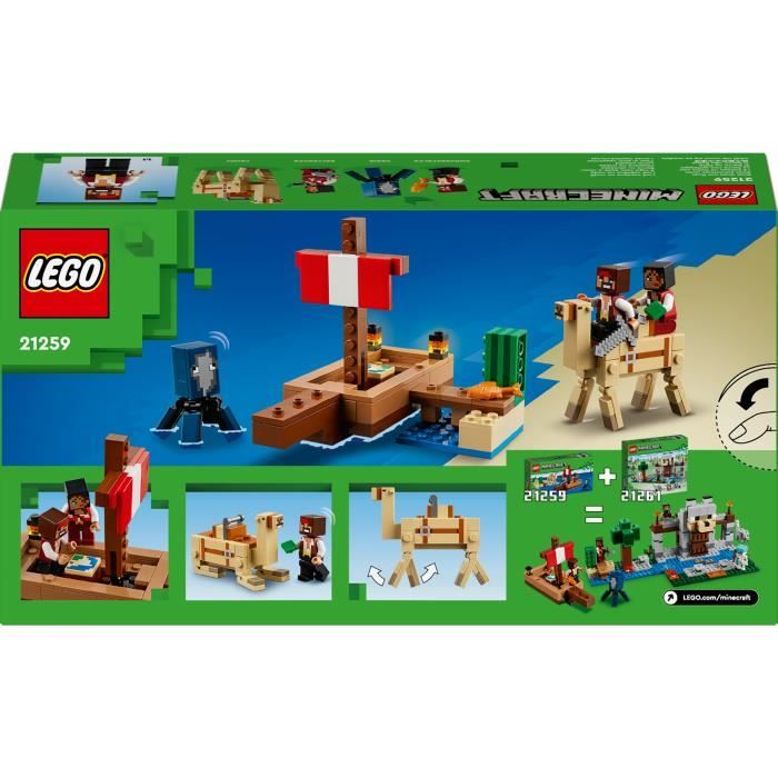 LEGO Minecraft 21259 Le Voyage du Bateau Pirate Set de Construction et d’Exploration