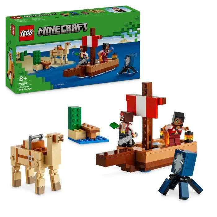 LEGO Minecraft 21259 Le Voyage du Bateau Pirate Set de Construction et d’Exploration