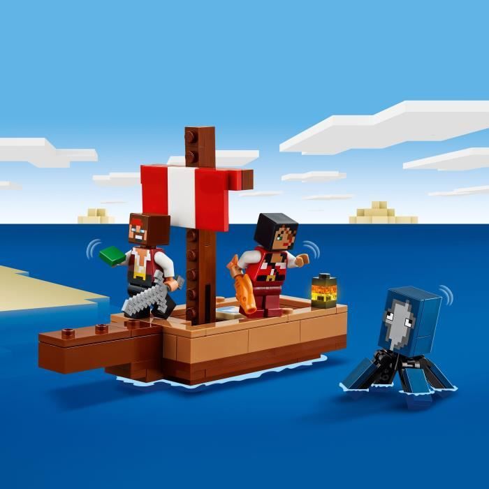 LEGO Minecraft 21259 Le Voyage du Bateau Pirate Set de Construction et d’Exploration