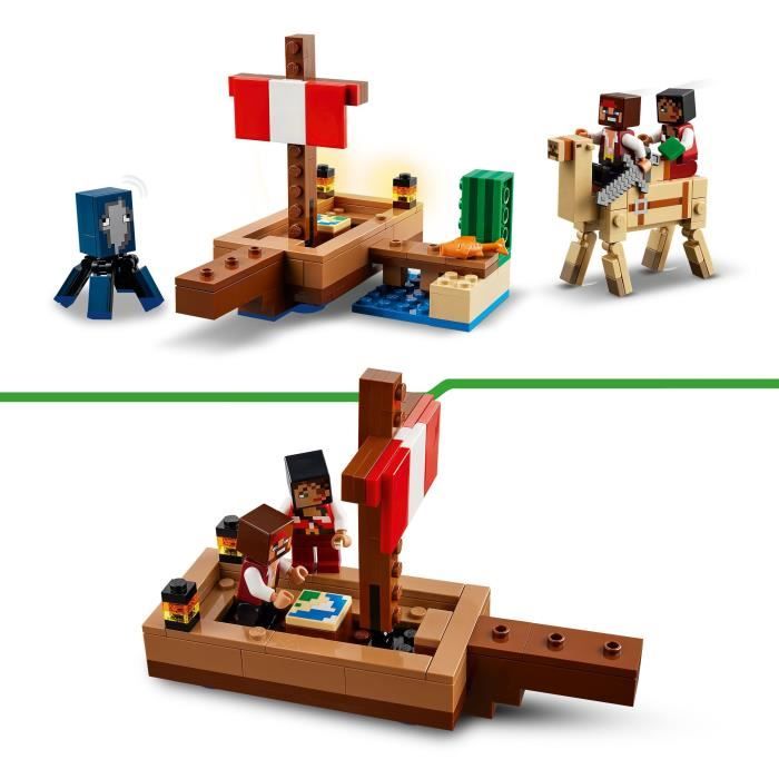 LEGO Minecraft 21259 Le Voyage du Bateau Pirate Set de Construction et d’Exploration