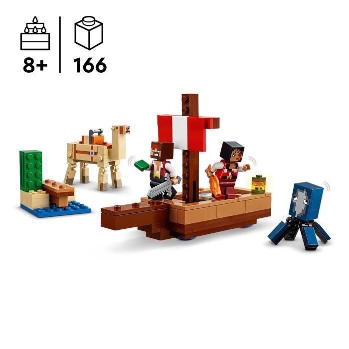 LEGO Minecraft 21259 Le Voyage du Bateau Pirate Set de Construction et d’Exploration