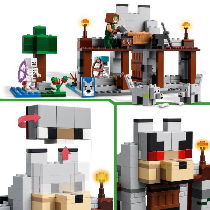 LEGO Minecraft 21261 La forteresse du loup - Jeu d’exploration sur le theme du squelette