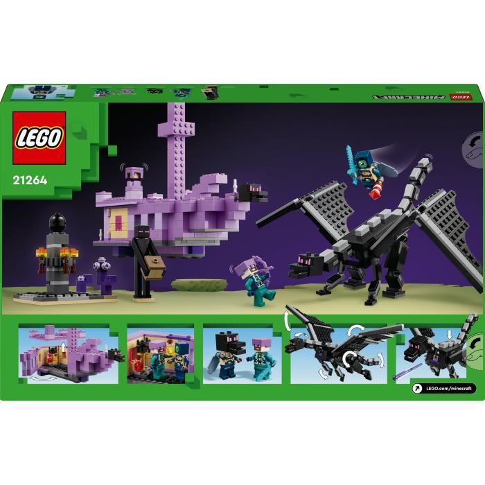 LEGO Minecraft 21264 Le dragon et le navire de l’Ender - Set inspiré des jeux vidéo