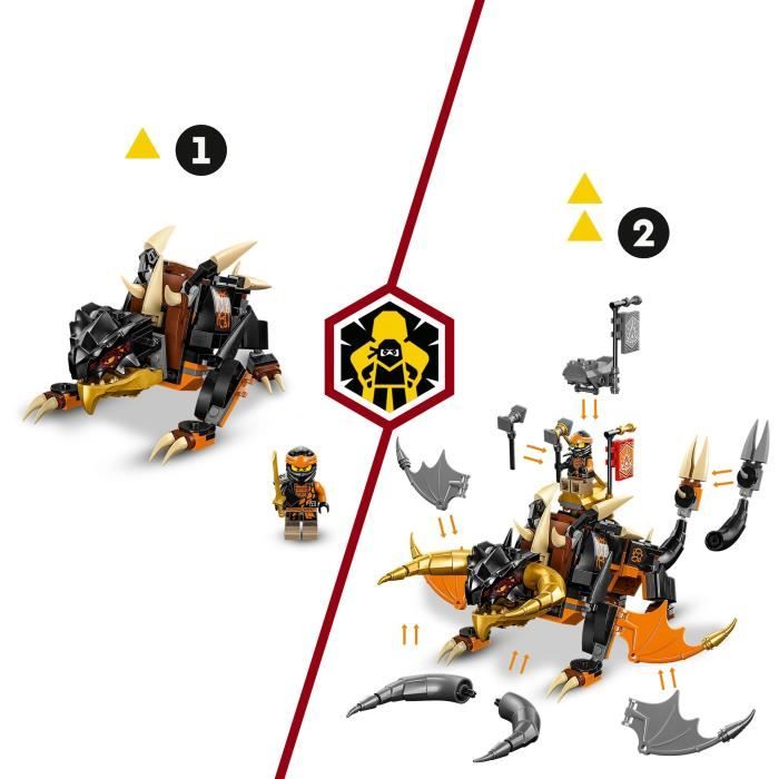 LEGO NINJAGO 71782 Le Dragon de Terre de Cole Évolution Jouet avec 2 Minifigurines