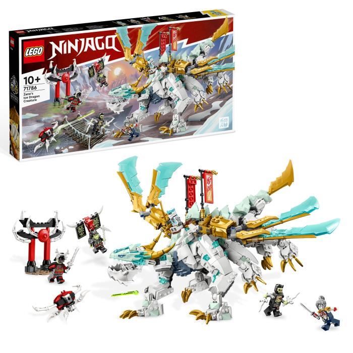 LEGO NINJAGO 71786 La Créature Dragon de Glace de Zane Jouet 2-en-1 Figurine de Dragon et Minifigurines