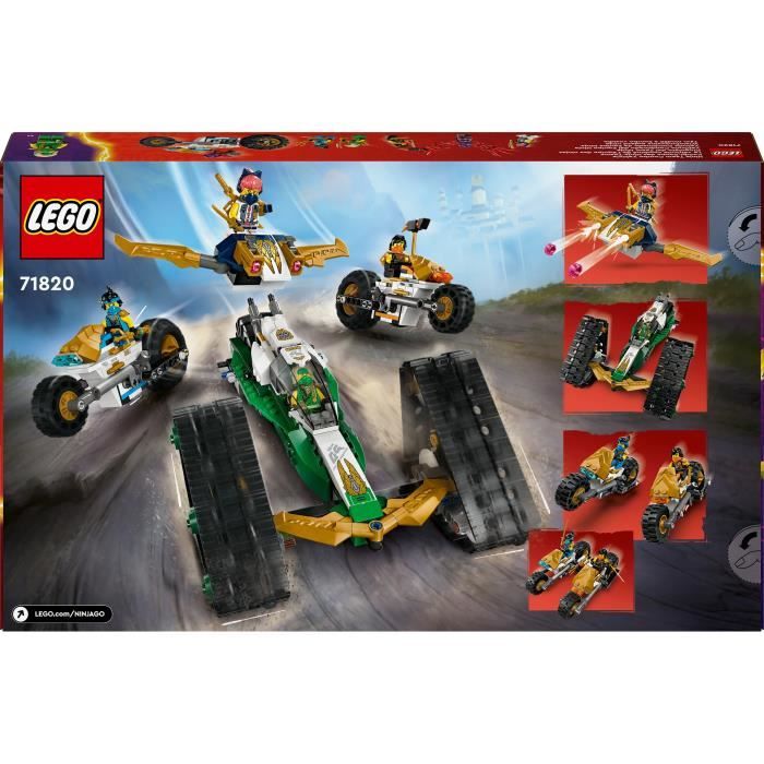 LEGO NINJAGO 71820 Le véhicule combiné de l’équipe des ninjas - Planeur bolide ou motos