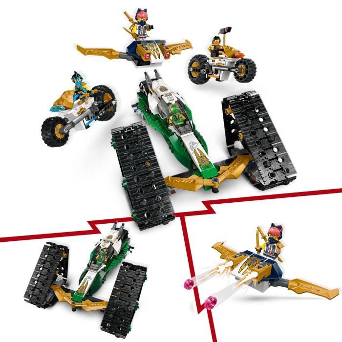 LEGO NINJAGO 71820 Le véhicule combiné de l’équipe des ninjas - Planeur bolide ou motos