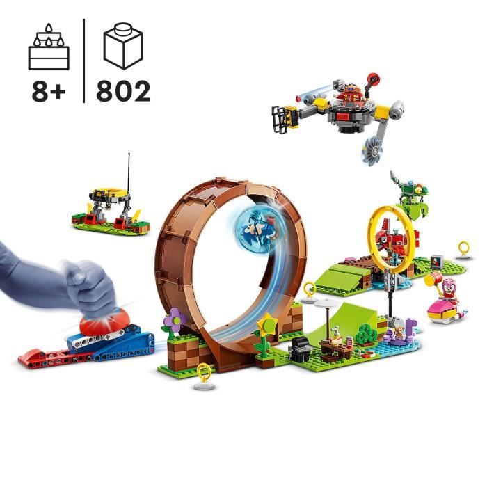 LEGO Sonic the Hedgehog 76994 Sonic et le Défi du Looping de Green Hill Zone Jouet pour Enfants avec 9 Personnages