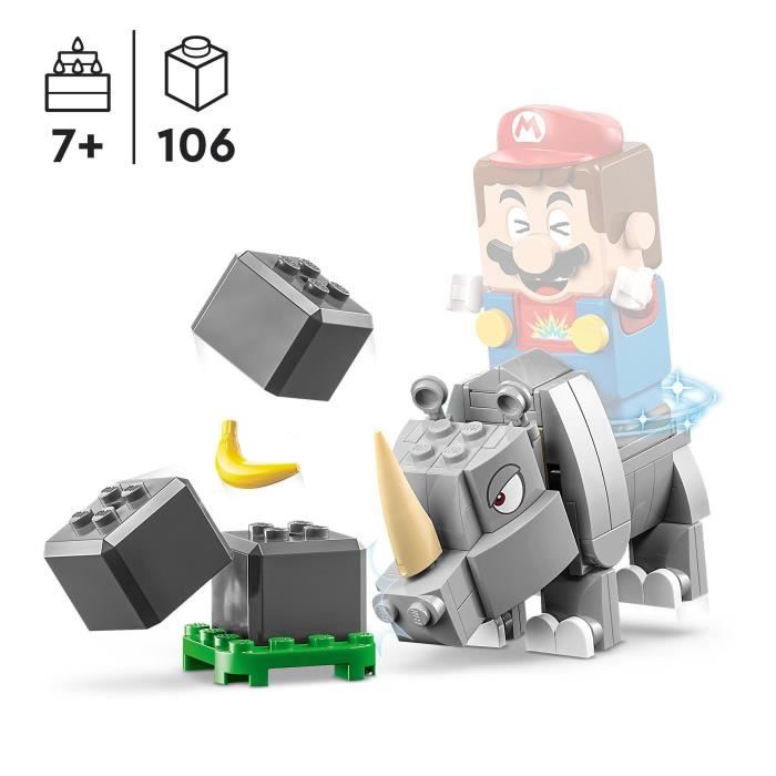 LEGO Super Mario 71420 Ensemble d’Extension Rambi le Rhinocéros Jouet a Combiner avec un Pack de démarrage