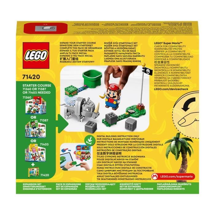 LEGO Super Mario 71420 Ensemble d’Extension Rambi le Rhinocéros Jouet a Combiner avec un Pack de démarrage