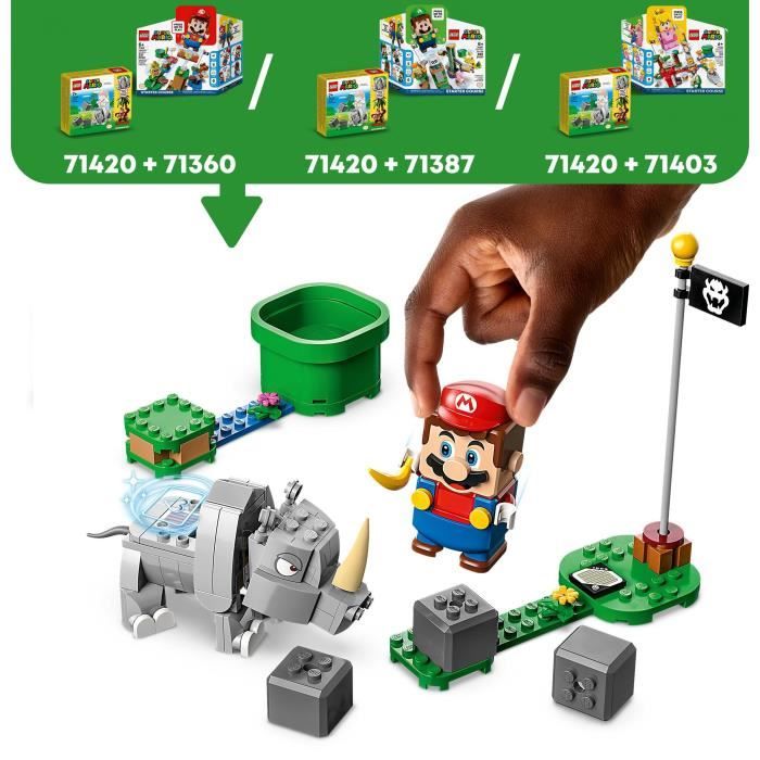 LEGO Super Mario 71420 Ensemble d’Extension Rambi le Rhinocéros Jouet a Combiner avec un Pack de démarrage