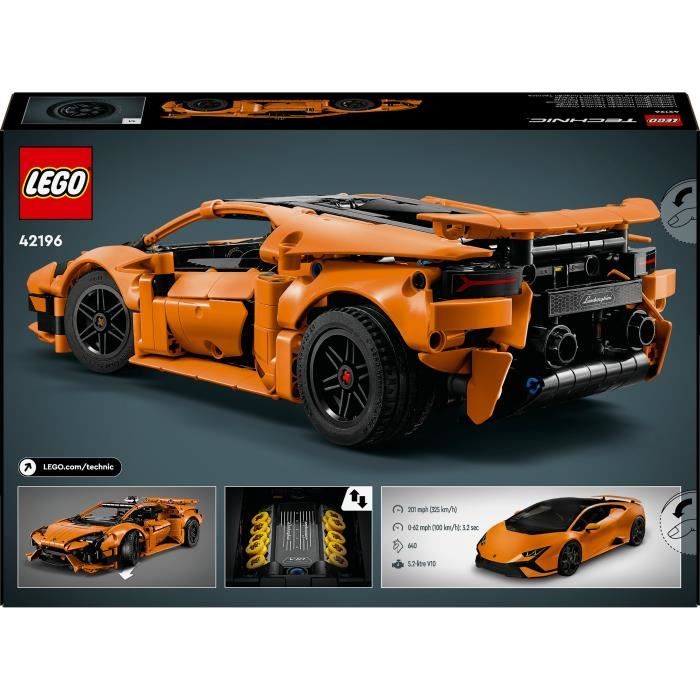 LEGO Technic 42196 Lamborghini Huracán Tecnica orange Voiture Jouet Pour Enfant de 9 Ans