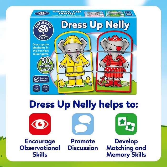 Les tenues de Nelly l’éléphant - Jeu correspondance couleurs - ORCHARD