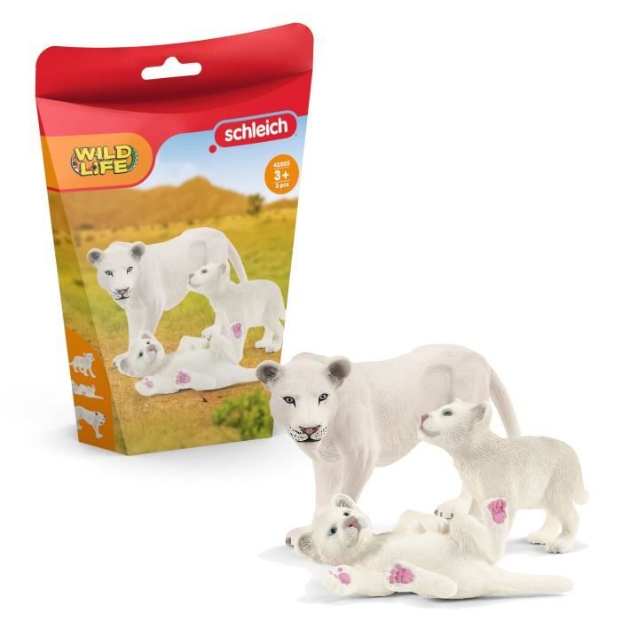 Lionne avec bébés Coffret schleich avec figurines lion et 2 lionceaux Jouet Durable Amusant et Pédagogique -Parfait