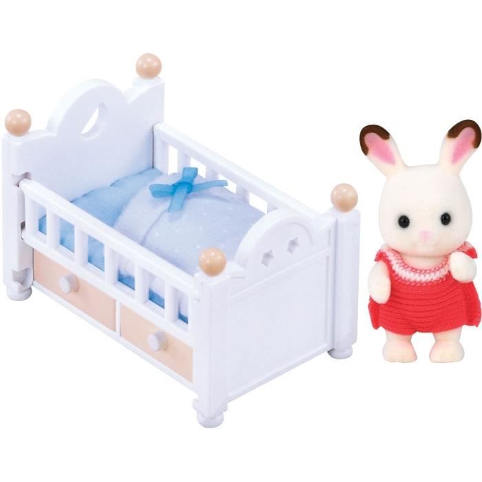 Lit de bébé avec figurine bébé Lapin Chocolat - SYLVANIAN FAMILIES - LES MEUBLES ET ACCESSOIRES