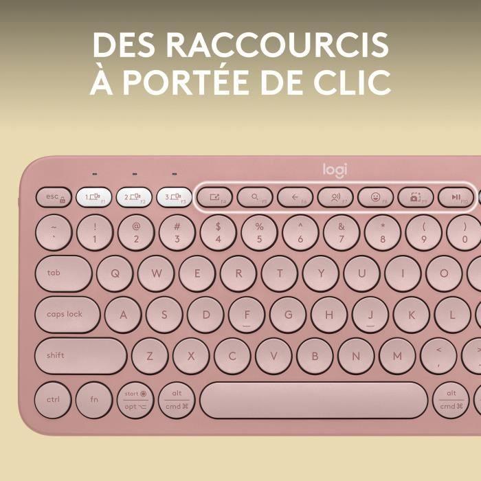 LOGITECH - Clavier sans fil - Pebble Keys 2 K380s - Bluetooth - Bouton Easy - Switch - Rose - (920 - 011805) - Paloma Tech