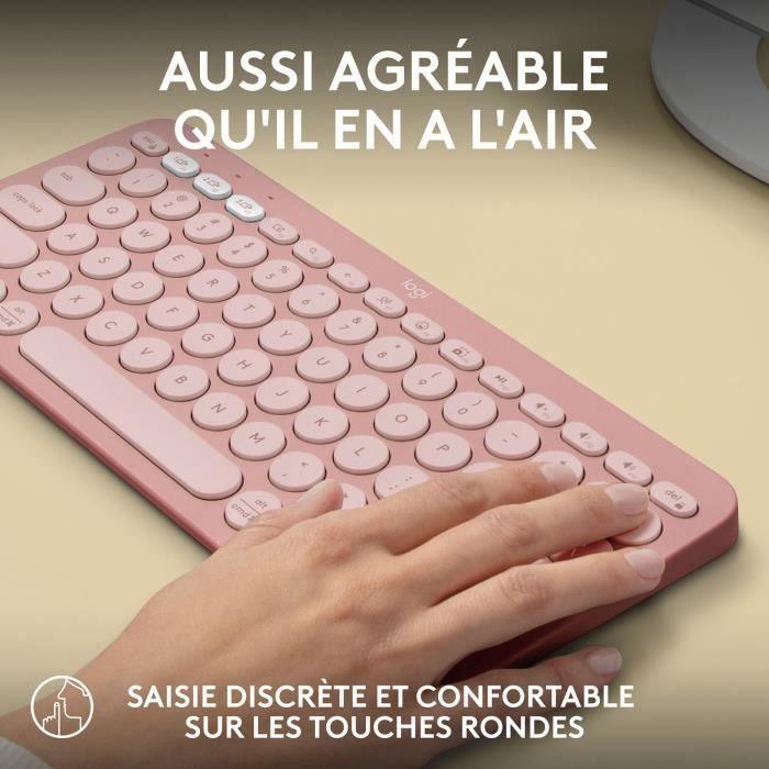 LOGITECH - Clavier sans fil - Pebble Keys 2 K380s - Bluetooth - Bouton Easy - Switch - Rose - (920 - 011805) - Paloma Tech