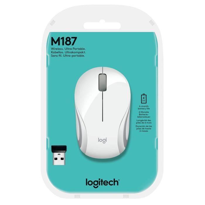 LOGITECH - Souris mini sans fil optique M187 - Blanc - Paloma Tech