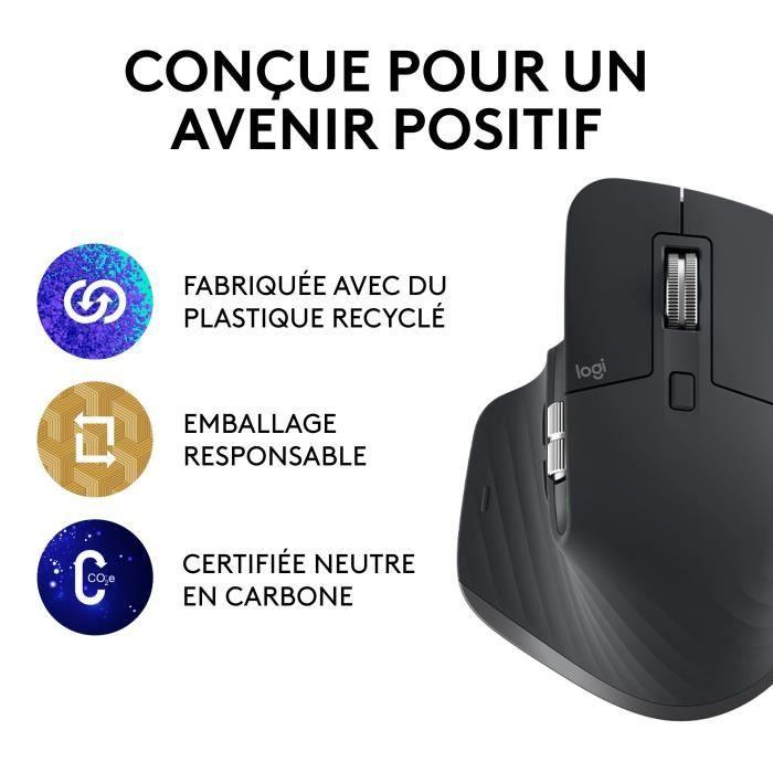 Logitech - Souris sans fil - MX Master 3S Performance, Ergonomique - Graphite - Paloma Tech