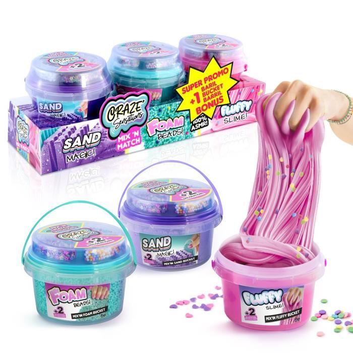 Loisir créatif - CANAL TOYS - CRAZE Sensations 2 barils + 1 bonus - Sable Slime Fluffy Foam