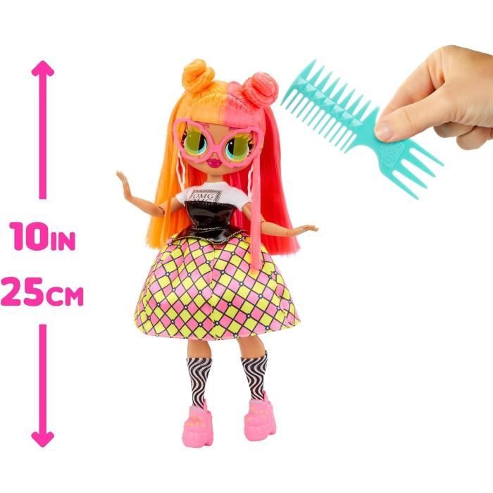 LOL Surprise OMG - Poupée Mannequin 24 cm - Neonlicious - 2 tenues avec peigne et accesoires - Dés 4 ans