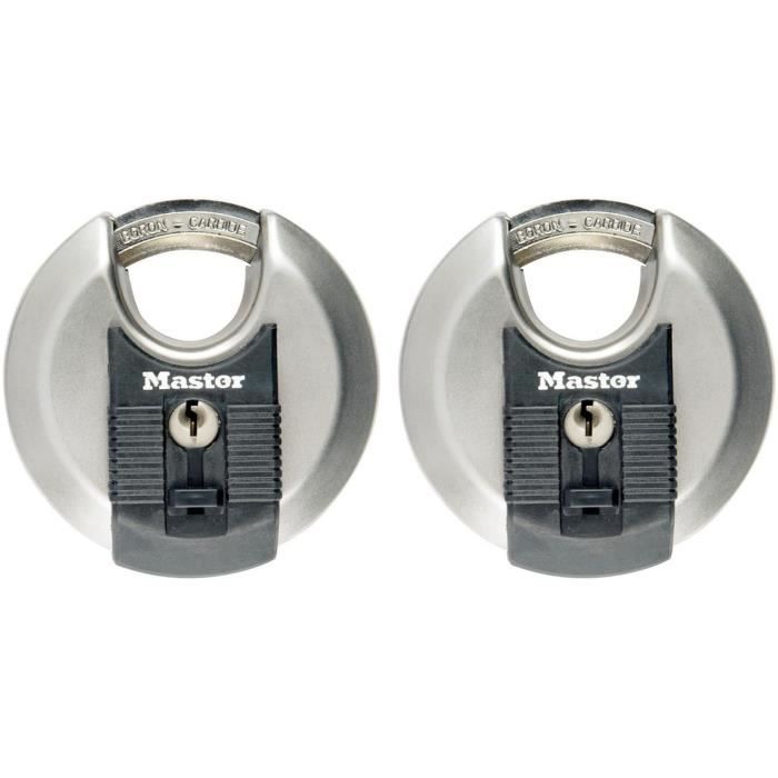 Lot de 2 Cadenas a disque - MASTER LOCK - M40EURT - Acier inoxydable - 70 mm