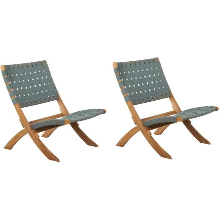 Lot de 2 fauteuils de jardin VERONE en bois d'acacia FSC et corde - coloris vert BEAU RIVAGE