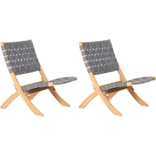 Lot de 2 fauteuils de jardin VERONE en bois d'acacia FSC et corde - coloris gris BEAU RIVAGE