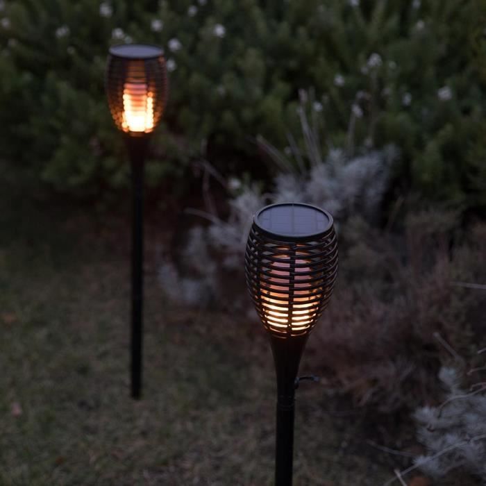 Lot de 2 mini torches solaires Maity Sun - LUMI JARDIN - LED - H 70 cm - Blanc chaud LUMI JARDIN