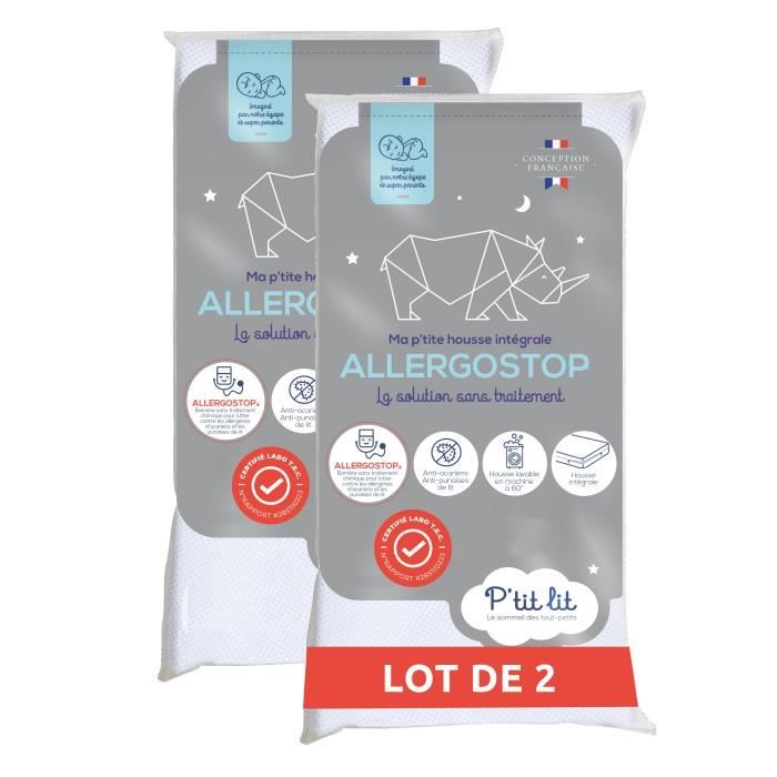 Lot de 2 Proteges Matelas Bébé Allergostop - 60x120 cm - Contre les Punaises de Lits et les Acariens - Housse