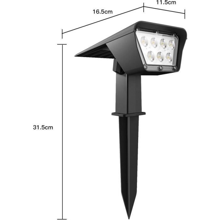 Lot de 2 spots solaires projecteur 2 en 1 a piquer ou a fixer - LUMISKY - CURTIS - H31.5 cm - LED blanc LUMISKY