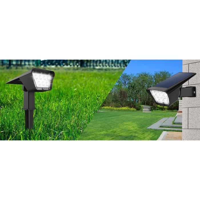 Lot de 2 spots solaires projecteur 2 en 1 a piquer ou a fixer - LUMISKY - CURTIS - H31.5 cm - LED blanc LUMISKY