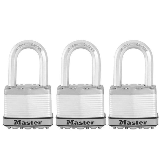 Lot de 3 Cadenas a clés MASTER LOCK M5EURTRILF - Tres Haute Sécurité - Acier Laminé - Anse M