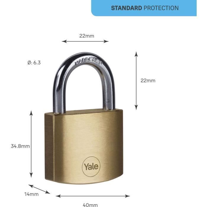 Lot de 4 Cadenas laiton - YALE - Y110B/40/122/4 - 40 mm - Anse acier - 3 clés - Casier Scolaire Ecole vestiaire