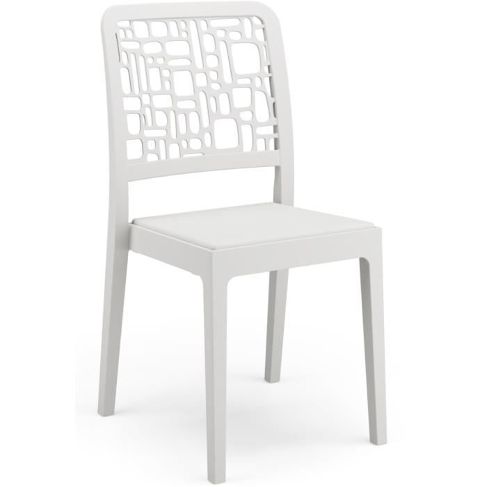 Lot de 4 chaises - ARETA - MEDEA - 51 x 46 x H88 cm - Blanc ARETA