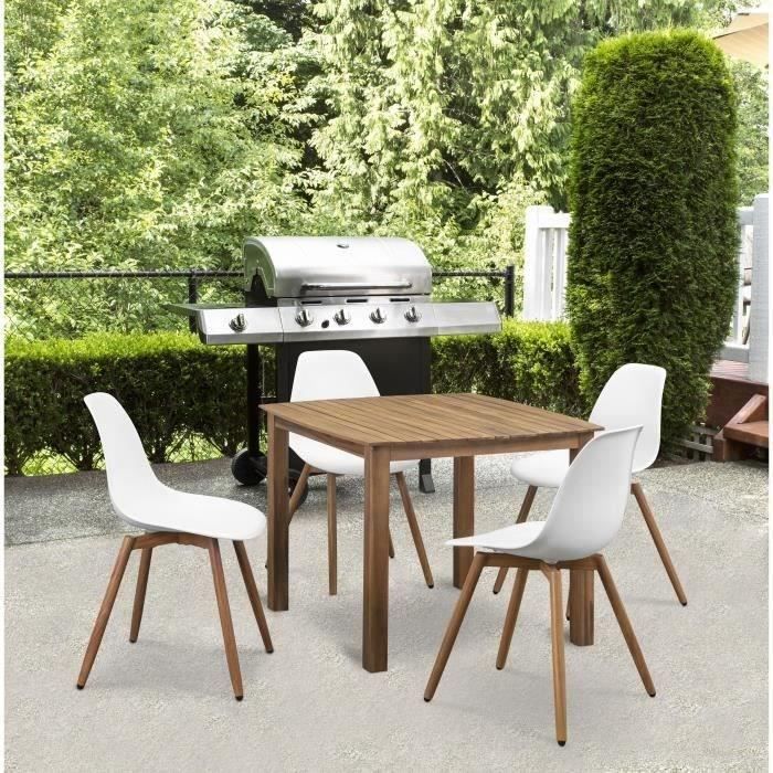 Lot de 4 chaises de jardin en polypropylene - Blanc - 50 x 55 x 85,5 cm AUCUNE