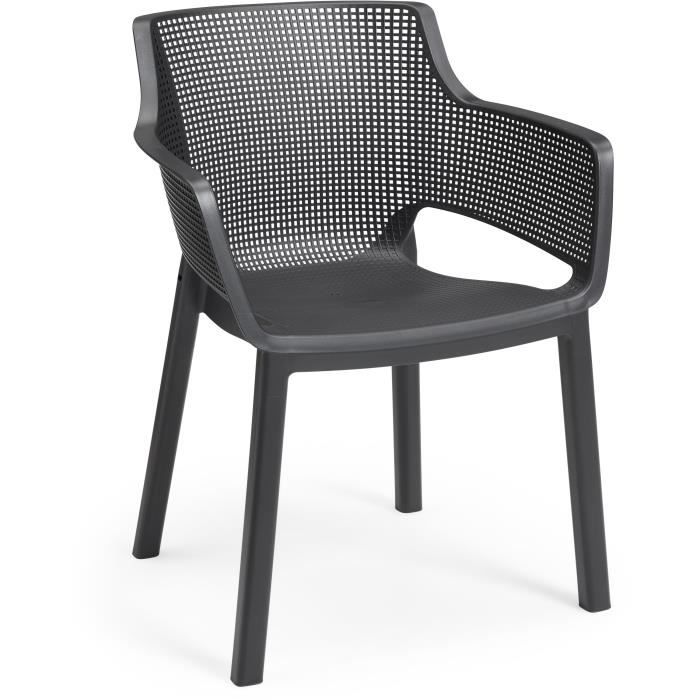 Lot de 6 fauteuils de jardin en résine gris graphite - Allibert by KETER Elisa KETER