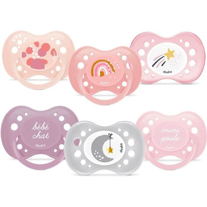 Lot de 6 sucettes - DODIE - + 18 mois - Fille