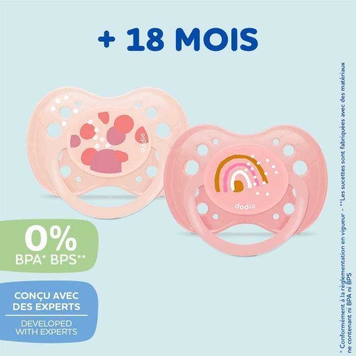 Lot de 6 sucettes - DODIE - + 18 mois - Fille