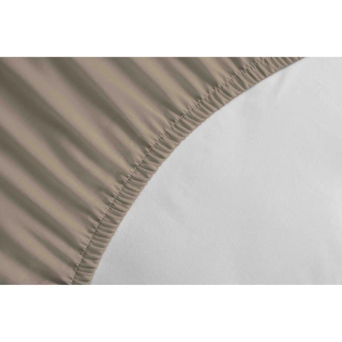 LOVELY HOME Drap Housse 100% coton 140x190x25 cm beige - Paloma Tech