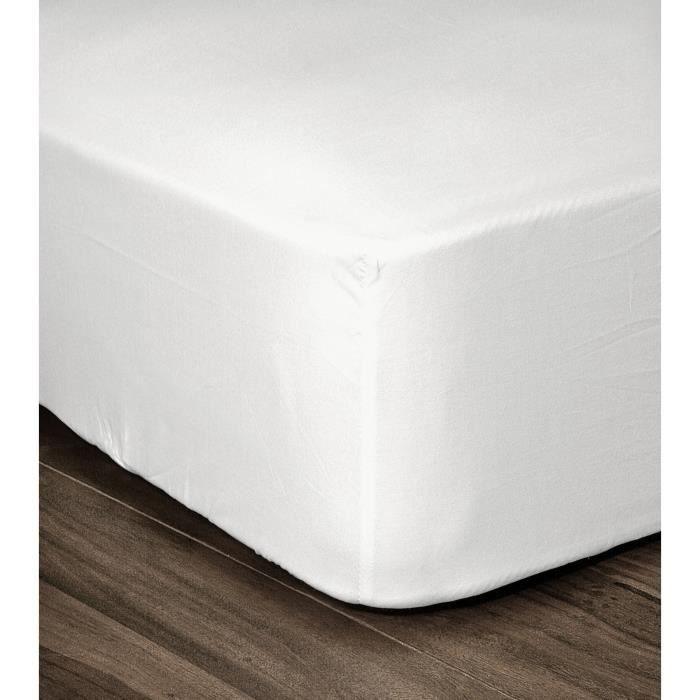 LOVELY HOME Drap Housse 100% coton 180x200x25 cm blanc - Paloma Tech