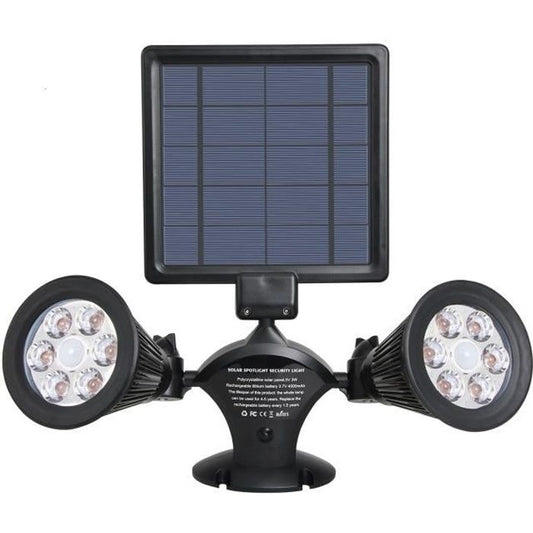 LUMISKY Projecteur double spot solaire extérieur étanche avec détecteur- 12 LEDs - 600 Lm LUMISKY