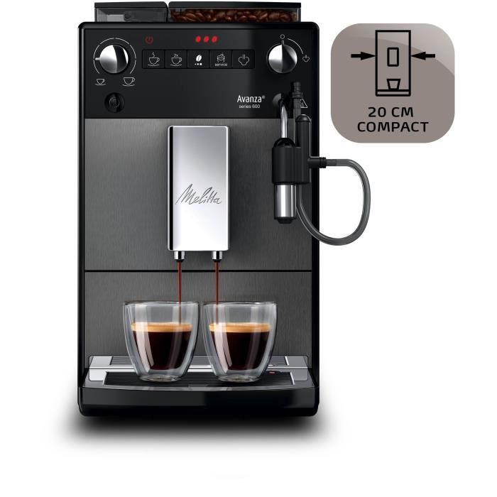 Machine a café - MELITTA - Avanza F270-100 - Réservoir d’eau 1,5 L - Réservoir a grains 250 g - 1450 W - Gris titanium