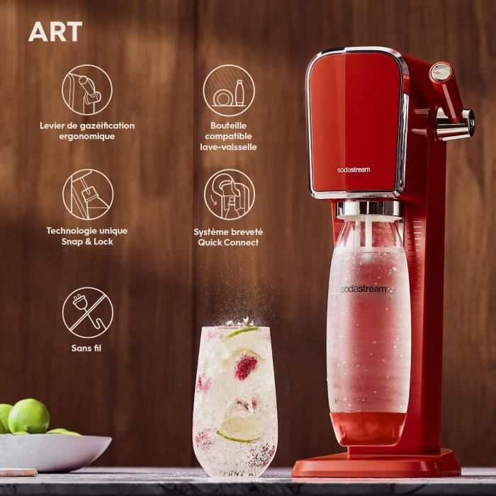 Machine a eau pétillante - SODASTREAM - ART Mandarine - Avec 1 bouteille 1L compatible lave-vaisselle + 1 recharge