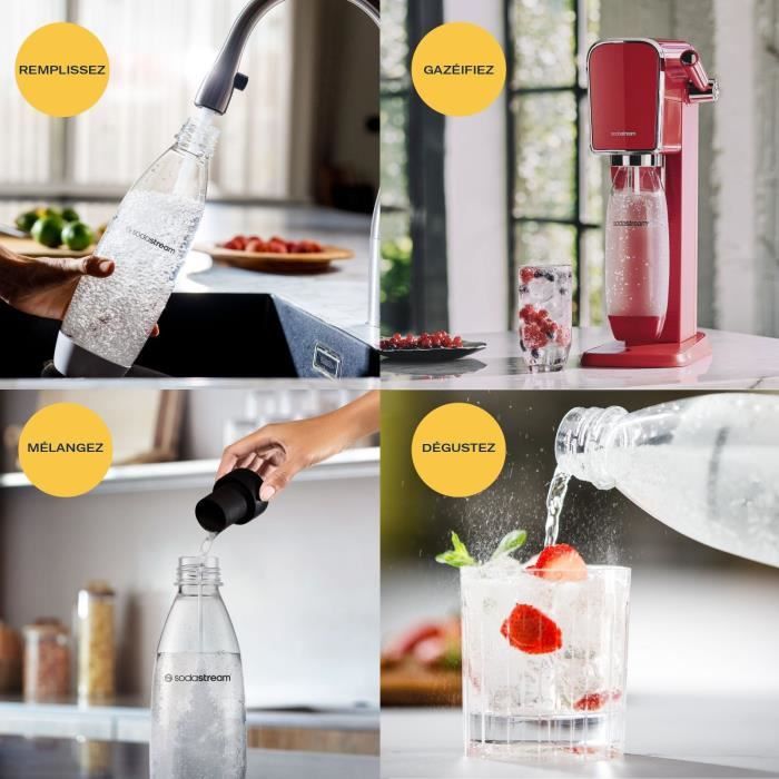 Machine a eau pétillante - SODASTREAM - ART Mandarine - Avec 1 bouteille 1L compatible lave-vaisselle + 1 recharge