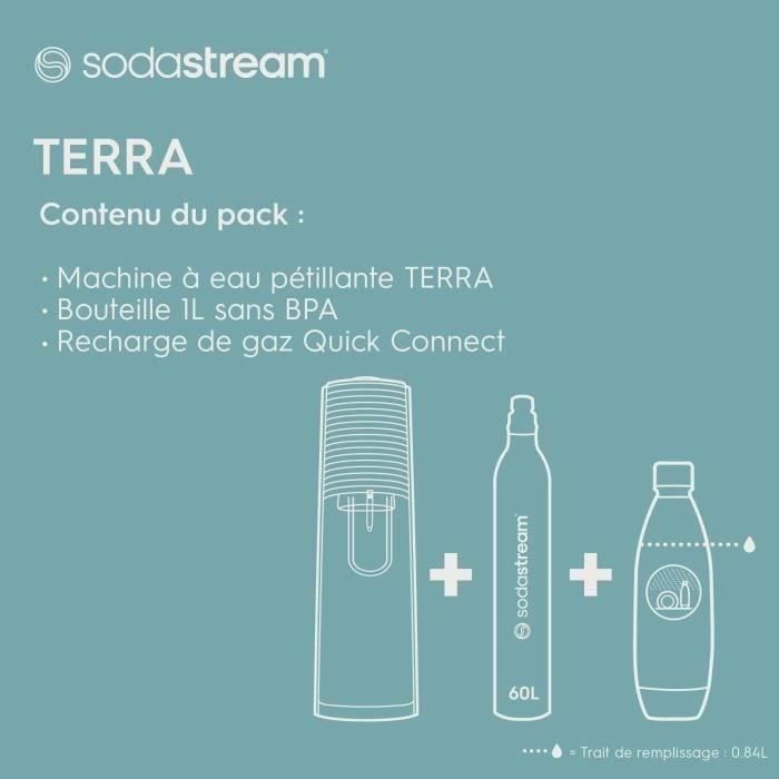 Machine a soda et eau gazeuse Sodastream TERRA Blanche + 1 Bouteille compatible Lave Vaisselle